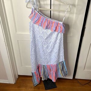 Lemlem One Shoulder Ruffle Asymmetrical Dress